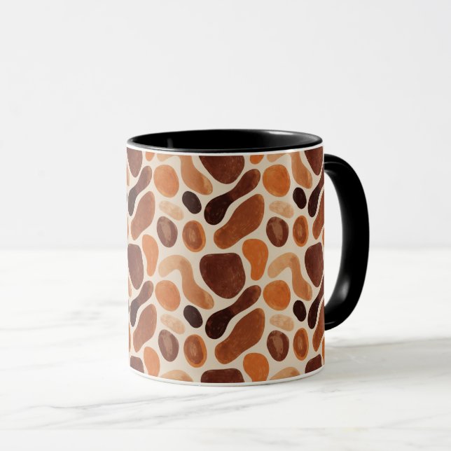 Boho Nature Shapes Mug – Warm Organic Palette (Devant droit)