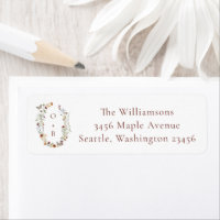 Boho Nature Wildblumen Monogramm Rücksendeadresse