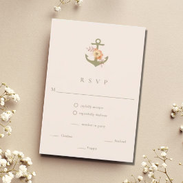 Boho Nautical Anchor Wedding RSVP Response Card Karte