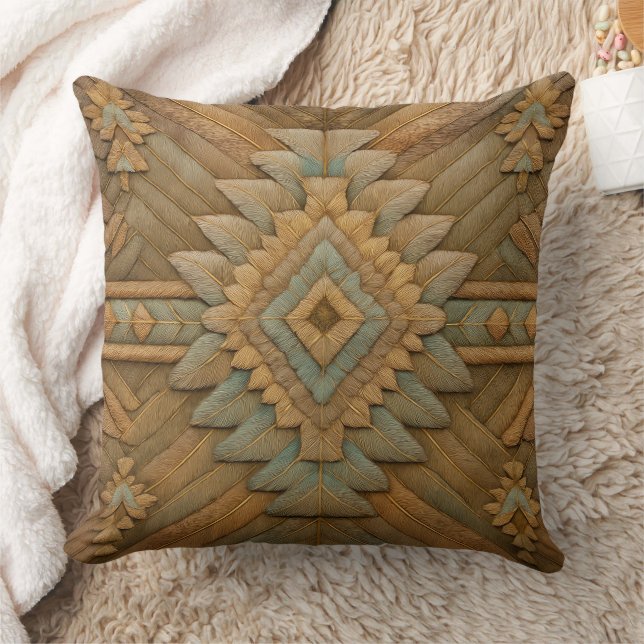 Boho Navajo Feather Pattern Throw Pillow Kissen (Decke)