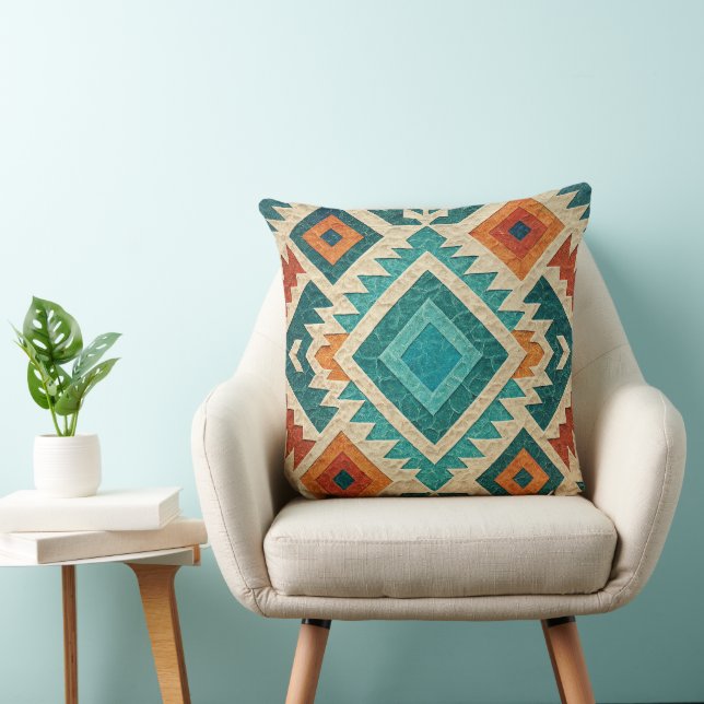 Boho Navajo Tribal Throw Pillow Kissen (Stuhl )