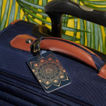 Boho Navy Blue Peach Mandala