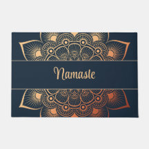 Boho Navy Blue und Peach Mandala Custom Text