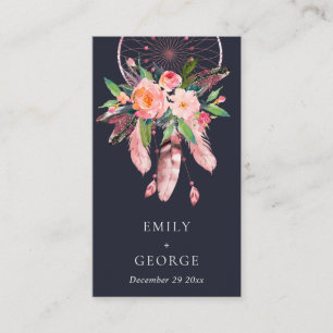 BOHO NAVY FLORA BLUSH DREAM CATCHER WEDING DETAIL VISITENKARTE