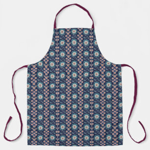 Boho Navy Floral Stripe Tapestry Schürze