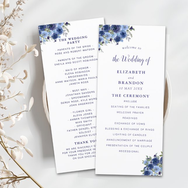 Boho Navy Flowers – Countryside Wedding Programm (Von Creator hochgeladen)