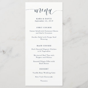 Boho Navy Peony   Menu Mariage de calligraphie mod