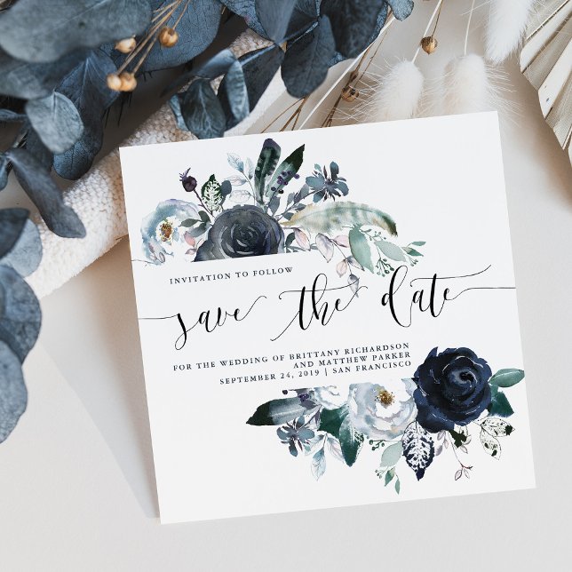 Boho Navy Peony Wedding Save the Date (Von Creator hochgeladen)