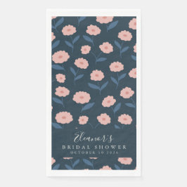 Boho Navy und Pink Floral Pattern Brautparty Serviette