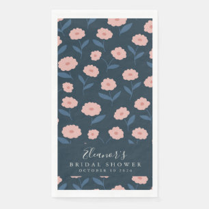 Boho Navy und Pink Floral Pattern Brautparty Serviette