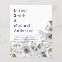 BOHO Navy White Floral Pampas Grass Wedding