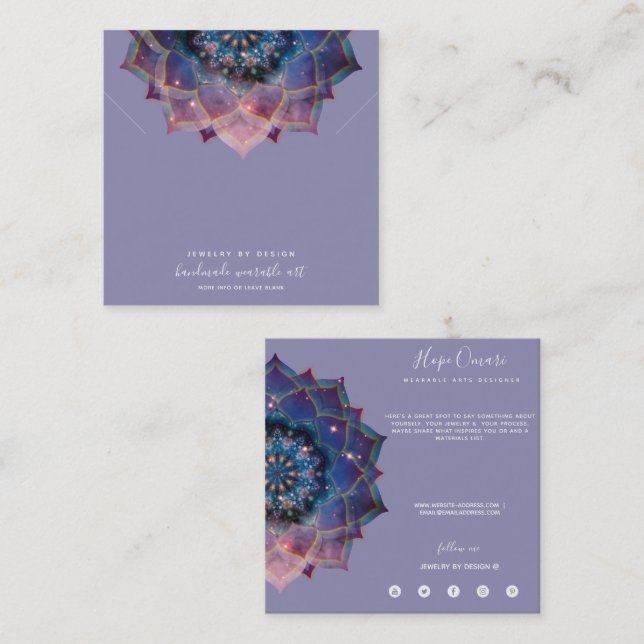 Boho Nebula Mandala, Mystik Quadratische Visitenkarte (Vorne/Hinten)