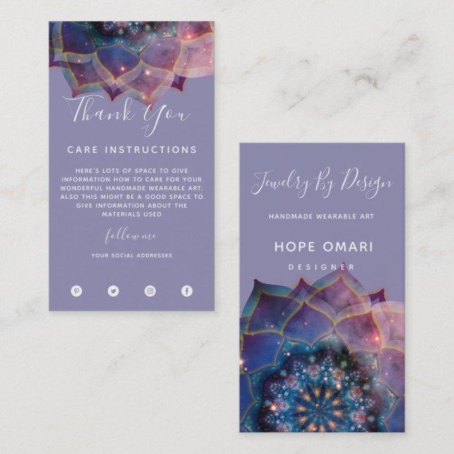 Boho Nebula Mandala, Mystik Visitenkarte (Vorne/Hinten)