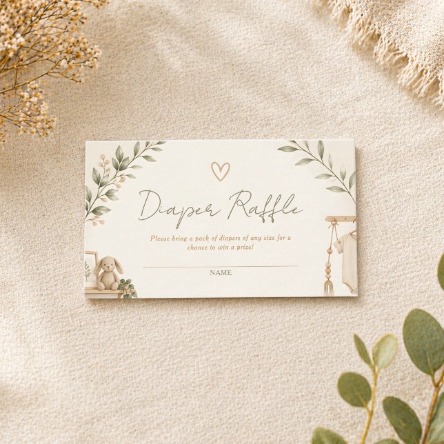 Boho Nesting Party Windel-Raffle-Tickets Begleitkarte (Von Creator hochgeladen)