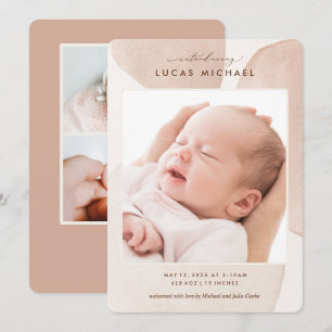 Boho Neutral Aquarelle Élégante Faire-part photo