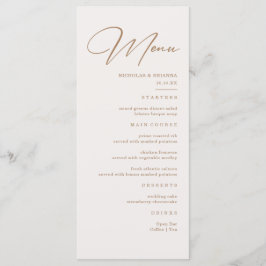 Boho Neutral Champagne Wedding Menu Menükarte