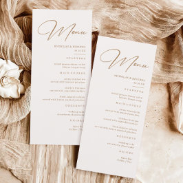 Boho Neutral Champagne Wedding Menu Menükarte