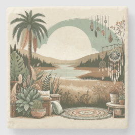 Boho Neutral Desert Sunset Luxury Stone Coaster Steinuntersetzer