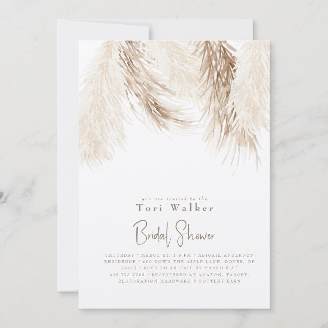 Boho Neutral Ecru Brautparty Einladung (Vorderseite)