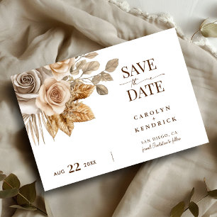 Boho Neutral Floral Mariage Enregistrer La Carte D