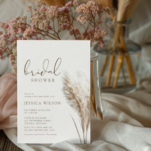 Boho Neutral Fluffy Pampas Grass Brautparty Einladung