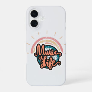 Boho Neutral Lustiger Handyhülle Musik ist Leben iPhone 16 Hülle