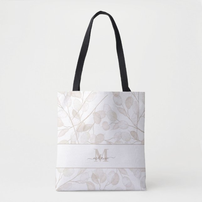 Boho Neutral Money Pflanze Individuelle Name Tasche (Vorderseite)