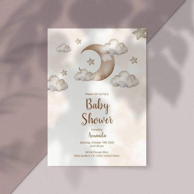 Boho Neutral Moon & Stars Kinderdusche Einladung (Von Creator hochgeladen)