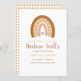 Boho Neutral Rainbow Birthday Einladung