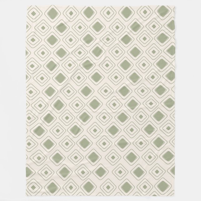 Boho Neutral Sage Tribal Geometrisches Aztec Muste Fleecedecke (Vorderseite)