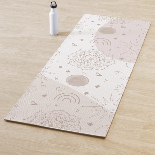 Boho Neutral Space Doodles Ästhetisches Design Yogamatte (Beispiel)