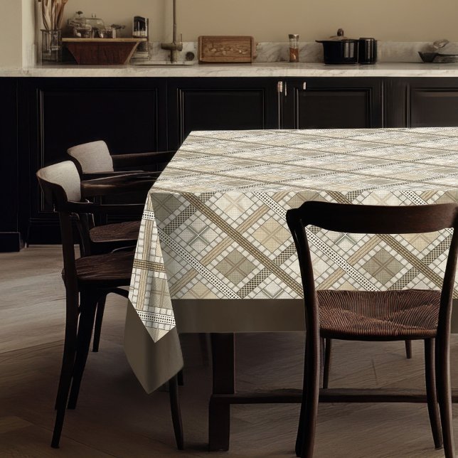 Boho Neutral Tablecloth mit modernen Linienmustern Tischdecke (Boho Neutral Tablecloth with Modern Line Patterns)