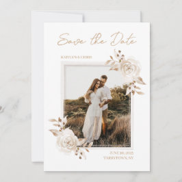 Boho Neutral Watercolor Floral Save the Date Einladung