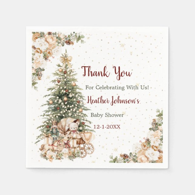 Boho Neutral Weihnachtsdusche Serviette (Vorderseite)