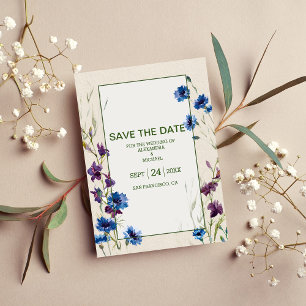 Boho Neutral White Watercolor Wildblume Hochzeit Save The Date