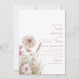 Boho Neutral Wildflower Baby Shower Invitation