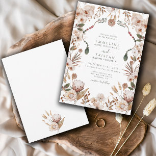 Boho-neutrale Botanische Hochzeit Einladung