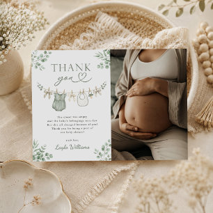 Boho-Neutrale Wäscheleine Mädchen-Baby-Party-Foto Dankeskarte