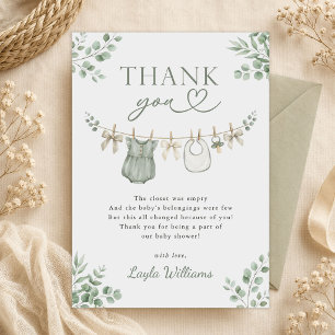 Boho neutrale Wäscheleine Mädchen Baby Shower Dankeskarte