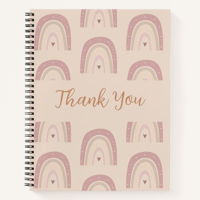 Boho Neutraler Fester Notizbuch Journal | Danke (Vorderseite)