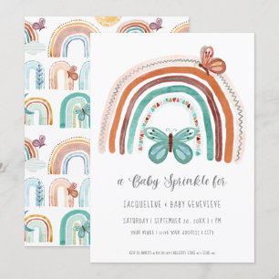 Boho Neutraler Regenbogen Terracotta Aquamarin Sun Einladung