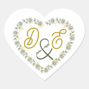 Boho-Neutrales Hochzeitsmonogramm-Herz-Aufkleber Herz-Aufkleber