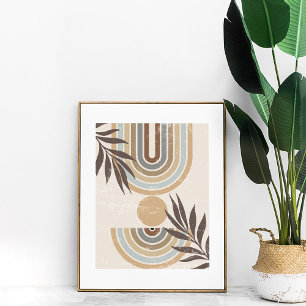 Boho-Neutrales-Regenbogen-Blatt-Abstrakt-Wandkunst Poster