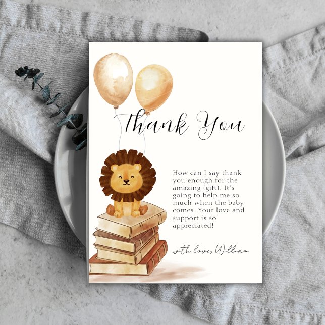 Boho New Chapter Wild Lion Balloon Baby Shower Dankeskarte (Boho New Chapter Wild Lion Balloon Baby Shower Thank You Card)