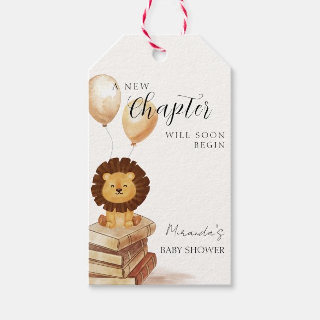 Boho New Chapter Wild Lion Balloon Baby Shower Geschenkanhänger (Vorderseite)