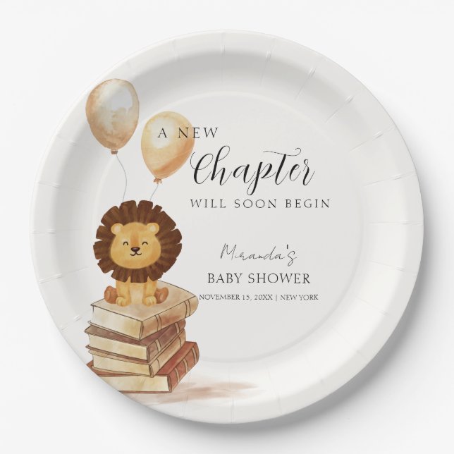 Boho New Chapter Wild Lion Balloon Baby Shower Pappteller (Vorderseite)