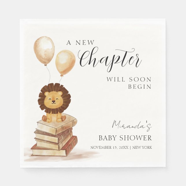 Boho New Chapter Wild Lion Balloon Baby Shower Serviette (Vorderseite)