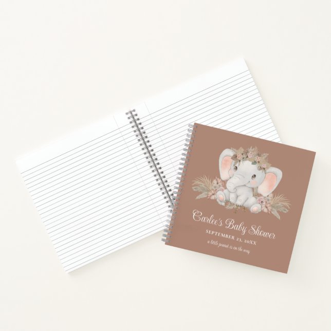 Boho Niedlich Elephant Gender Neutral Baby Dusche Notizbuch (Innenseite)