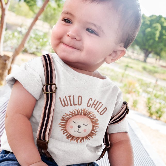 Boho Niedlich Lion Wild Child Baby Baby T-shirt (Von Creator hochgeladen)
