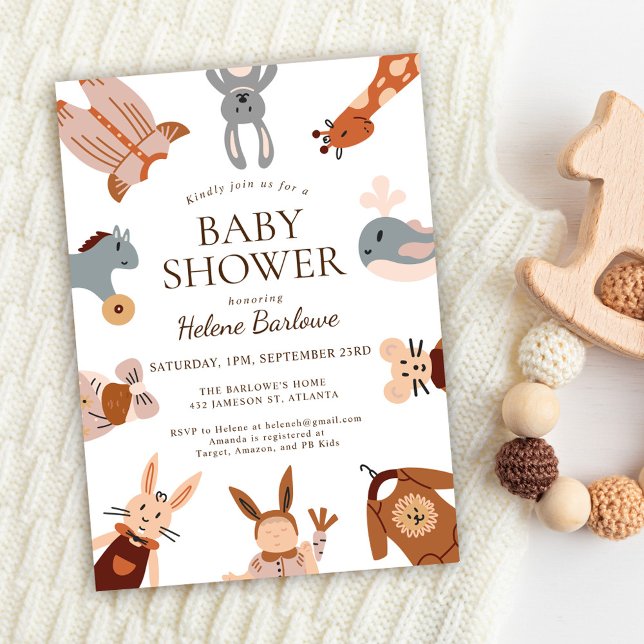 Boho Niedlicher Tiere Gender Neutral Baby Dusche Einladung (Boho Cute Animals Gender Neutral Baby Shower Invitation)